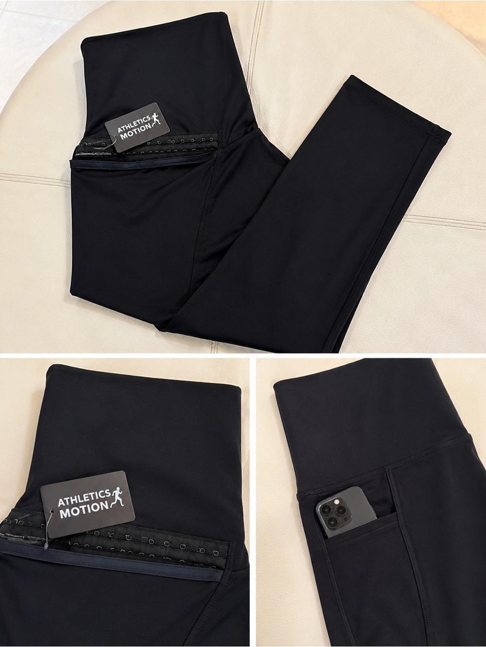 Black High-Waisted Shaping Leggings with Side Pocket